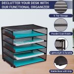 Desk Organizer with 6 Tiers, Paper Tray for Office Supplies, Letters, Billls, Folders, Files, Binders. Desk Organizers and Accessories for Home, Office, School. Office Organization with Style - Image 2